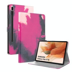 For Samsung Galaxy Tab S7 FE 12.4 inch 2021 T730 / T736 Voltage Watercolor Pattern Skin Feel Magnetic Horizontal Flip PU Leather