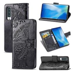 For Arrows NX9 F-52A Butterfly Love Flower Embossed Horizontal Flip Leather Case with Bracket / Card Slot / Wallet / Lanyard(Bla