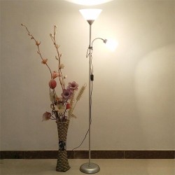Double Head LED Eye Protection Mother and Son Floor Lamp Living Room Bedroom Bedside Vertical Table Lamp CN Plug, Power:7 + 16 w