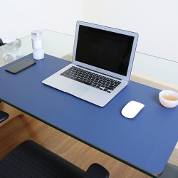 Multifunction Business PU Leather Mouse Pad Keyboard Pad Table Mat Computer Desk Mat, Size: 90 x 45cm(Sapphire Blue)