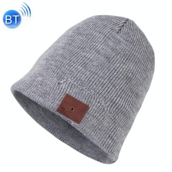 Bluetooth Warm Knit Hat, Supports Phone Answering & Bluetooth Photo Taking & Music Playing (Light Grey)