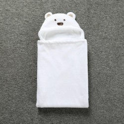Cute Animal Cartoon Babies Blanket Kids Hooded Bathrobe Toddler Baby Bath Towel(White)