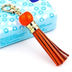 LS02 Cowhide Tassel Keychain Car Hanging Bag Pendant (Orange)