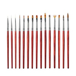 15pcs/set Wooden Rod Nail Brush Beauty Armor Tools Color Painting Pen Drawing Pen
