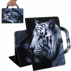 White Tiger Pattern Horizontal Flip Leather Case for Galaxy Tab A 10.1 (2019) T510 / T515, with Holder & Card Slot & Wallet