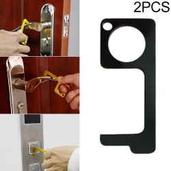 2 PCS Portable Quarantine Virus Open Door Press Elevator Key Ring(Black)
