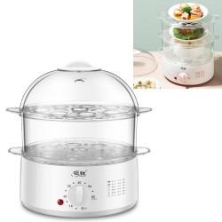 LINGRUI Timer Mini Multi-Function Egg Cooker Automatic Power Off Home Breakfast Machine, CN Plug, Specification:Double Layers(Gr