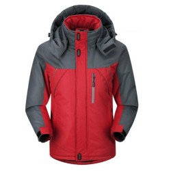 Men Winter Thick Fleece Waterproof Outwear Down Jackets Coats, Size: XXXXL(Red)