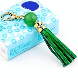LS02 Cowhide Tassel Keychain Car Hanging Bag Pendant (Green)