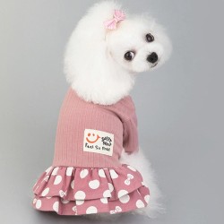 Pet Dog Costume Skirt Spring and Summer Smiley Polka Dot Dress, Size:S(Pink)