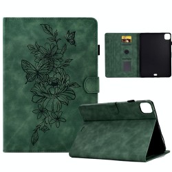 Peony Butterfly Embossed Leather Smart Tablet Case For iPad Pro 11 2020/2018 / Air 10.9 2020(Green)
