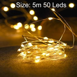 Christmas Decoration Light Copper Wire LED String Light Wedding Garland LED Lamps Christmas Tree Ornaments, Size: 5m 50 Leds