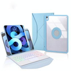 Z098B-AS Pen Slot Touchpad Backlight Bluetooth Keyboard Leather Tablet Case For iPad Air 10.9 2022/2020(Sky Blue)