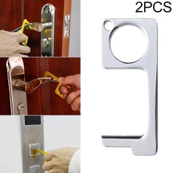 2 PCS Portable Quarantine Virus Open Door Press Elevator Key Ring(Silver)
