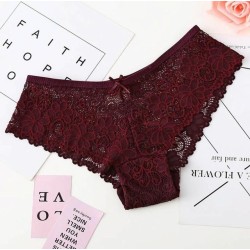 Full Lace Sexy Jacquard Seamless Underwear(Wine Red)