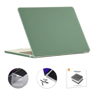 For MacBook Air 15.3 A2941 ENKAY EU Version 3 in 1 Matte Protective Case with TPU Keyboard Film & Anti-dust Plugs(Dark Grenn)