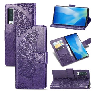 For Arrows NX9 F-52A Butterfly Love Flower Embossed Horizontal Flip Leather Case with Bracket / Card Slot / Wallet / Lanyard(Dar