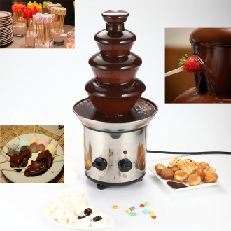 4 Layers Electrical Chocolate Fountain Chocolate Melt Fondue Waterfall Machine