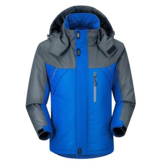 Men Winter Thick Fleece Waterproof Outwear Down Jackets Coats, Size: XXXXXL(Blue)