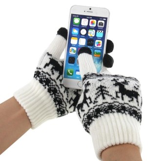 Woven Double Deer Pattern Three Finger Touch Screen Touch Gloves, For iPhone, Galaxy, Huawei, Xiaomi, HTC, Sony, LG and other To
