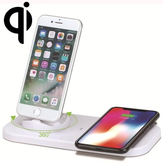 USB to 3 in 1 (8 Pin + Micro USB + USB-C / Type-C) Dock Charger Desktop Charging Data Sync Stand Station Holder with Qi Wireless