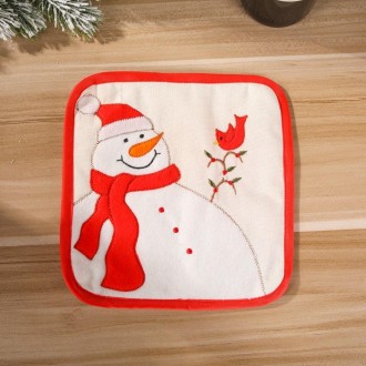 Christmas Decorations Insulation Gloves Insulation Placemat Microwave Glove Mat, Style:Placemat(Snowman)