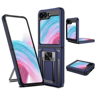 For Samsung Galaxy Z Flip5 2 in 1 Holder Magnetic Armor Shockproof Phone Case(Blue)