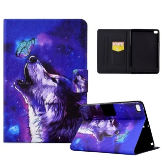 For iPad 5 / 6 / 8 / 9 Electric Pressed TPU Smart Leather Tablet Case(Butterfly Wolf)
