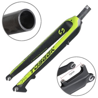 TOSEEK Ultra Light 26 Inch 385mm Mountain Bike Full Carbon Front Fork Straight Tube Disc Brake(Green)