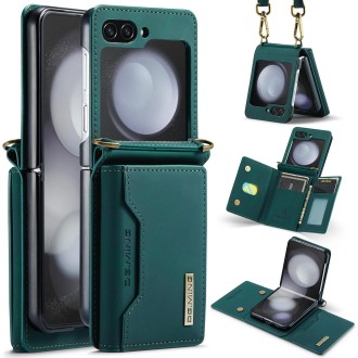 For Samsung Galaxy Z Flip5 5G DG.MING M2 Series Card Bag Magnetic Leather Phone Case(Green)