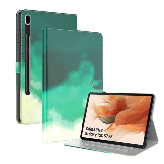 For Samsung Galaxy Tab S7 FE 12.4 inch 2021 T730 / T736 Voltage Watercolor Pattern Skin Feel Magnetic Horizontal Flip PU Leather