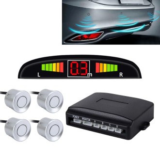 Car Buzzer Reverse Backup Radar System - Premium Quality 4 Parking Sensors Car Reverse Backup Radar System with LCD Display(Silv