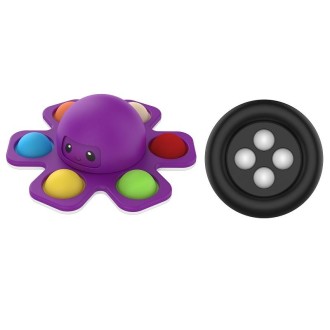 3 PCS Face-Changing Octopus Bubble Top Decompression Toy, Colour: Purple+Buttons Bead Black
