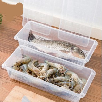 Kitchen Refrigerator Drainable Fresh-Keeping Box Food Plastic Sealed Freezer Storage Box Fish Fresh Box, Size:Large