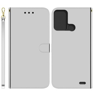 For ZTE Blade A52 Imitated Mirror Surface Horizontal Flip Leather Phone Case(Silver)