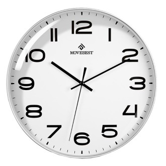 MOVEBEST 12 Inch Living Room Wall Clock Home Plastic Watch, Style: G2001 White Surface White Frame