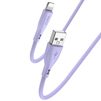 Yesido CA119L USB to 8 Pin Silicone Charging Data Cable, Cable Length: 1m(Purple)