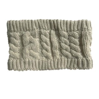 Women Autumn / Winter Topless Twist Knit Wool Warm Hat Headband Earmuffs(Beige)