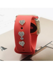 3pcs Watch Silicone Strap Decorative Diamond Buckle, Style: Full Diamond Heart