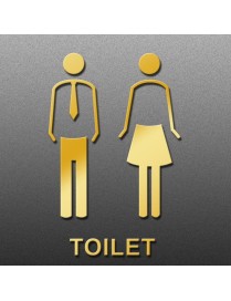 19 x 14cm Personalized Restroom Sign WC Sign Toilet Sign,Style: Tie-Golden Public 