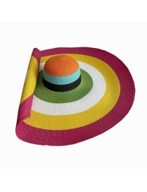 Oversized Brim Dome Rainbow Striped Beach Visor Hat, Size: 56-58cm(2)