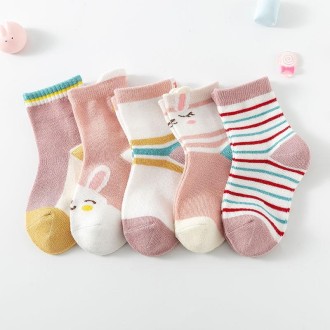 5 Pairs / Pack Spring And Summer Children Socks Combed Cotton Tube Socks XL(Ear Rabbit)