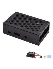 Aluminum Alloy Shell Grid Cooling Box For Raspberry Pi 3 Model B Pi 2/B + Black with Fan