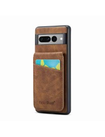 For Google Pixel 7 Pro Fierre Shann Crazy Horse Card Holder Back Cover PU Phone Case(Brown)