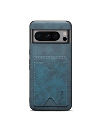 For Google Pixel 8 Denior PU Back Cover Card Slot Holder Phone Case(Blue)
