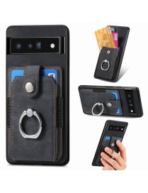 For Google Pixel 6 Pro Retro Skin-feel Ring Card Wallet Phone Case(Black)
