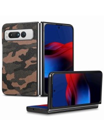 For Google Pixel Fold Camouflage Leather Back Cover Phone Case(Brown)