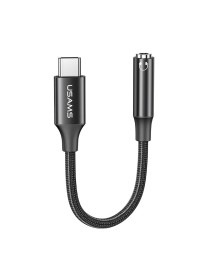 USAMS US-SJ599 AU16 Aluminum Alloy USB-C / Type-C to 3.5DC Audio Adapter Cable(Black)