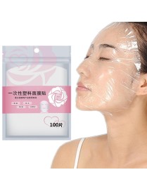100pcs/pack Beauty Salon Plastic Disposable Face Mask Transparent Cling Film(White)