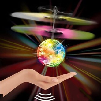 Mini Fun Kids Toy Suspended Crystal Ball Sensing Aircraft Hand Induction Flying Aircraft with Colorful LED Light, without Remote